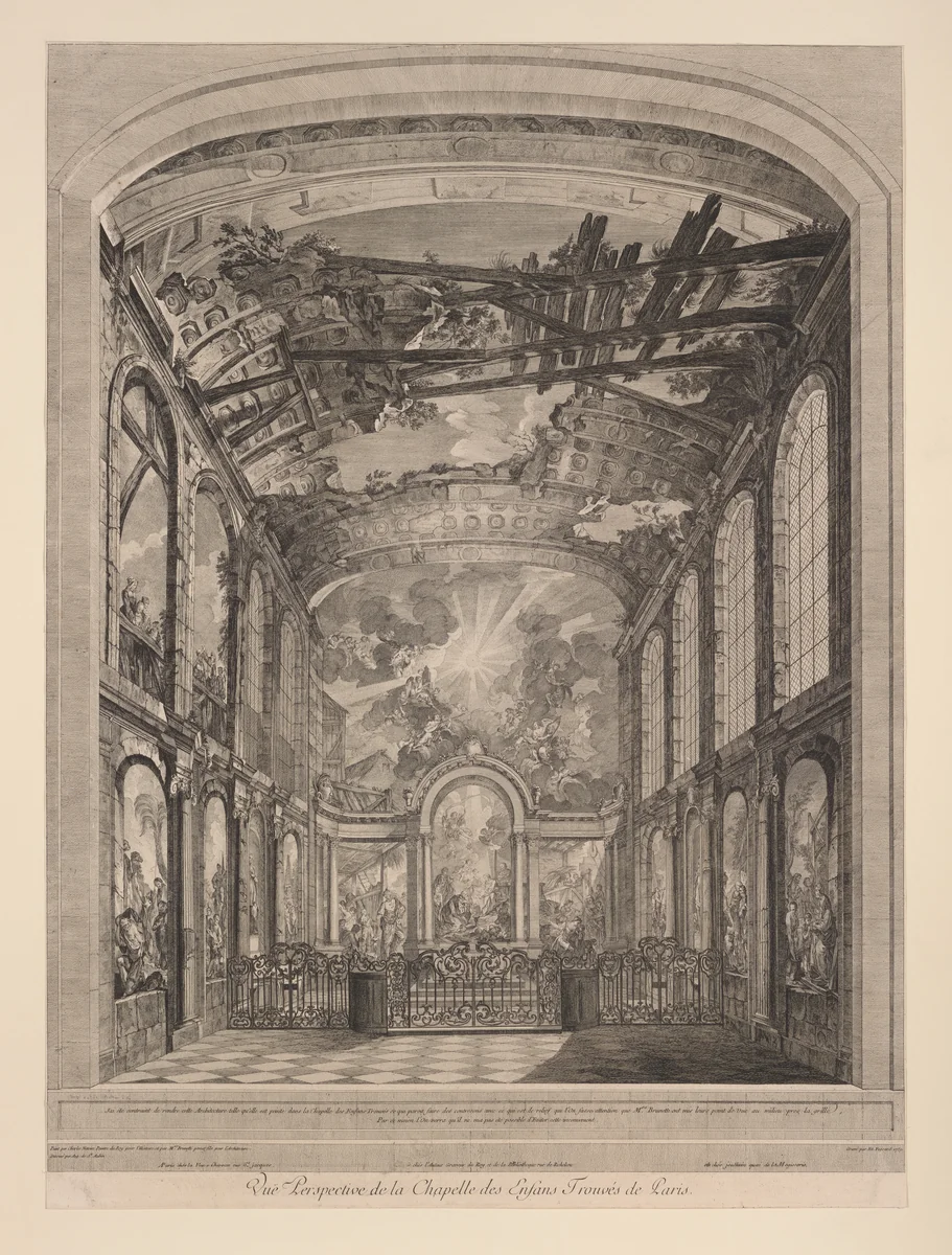 Interior view of the Enfants Trouvés by Etienne Fessard, print, 1759