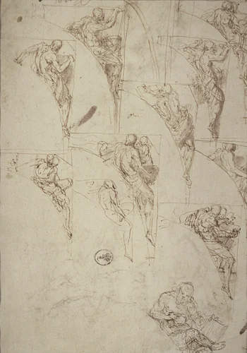 Studies for Prophets in Spandrels by Aurelio Luini, drawing, 1553-1557