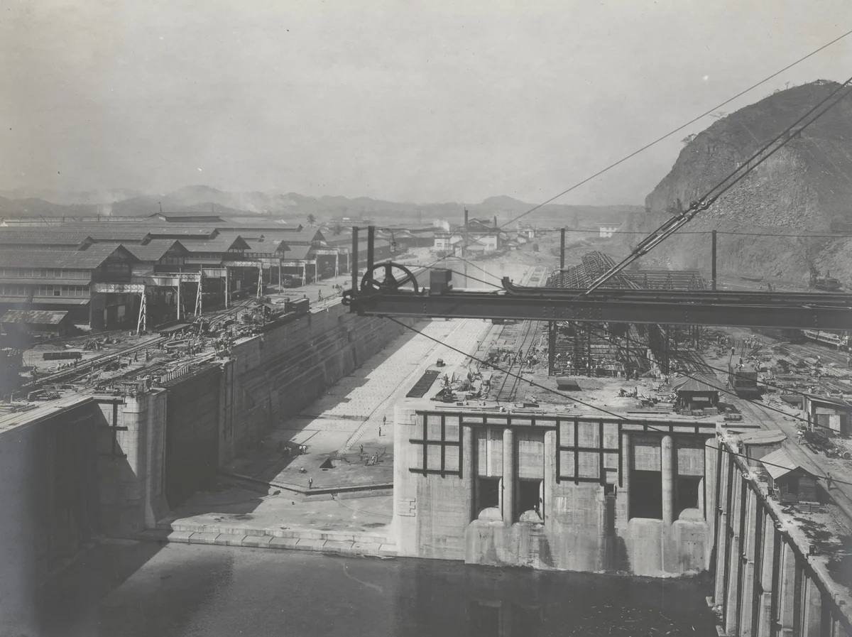 Balboa Terminals. Dry Dock #1. Before Flooding. Looking East by Unidentified Photographer, photograph, 1916
