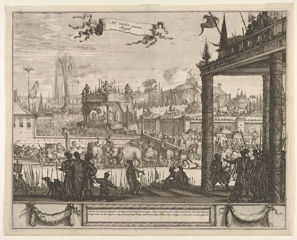 The Court of the Great Mogul ('t Hof vanden grooten Mogol) by anonymous, print, 1600-1700