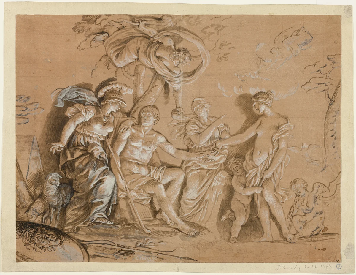 Judgement of Paris by François Lemoyne, drawing, 1703-1737