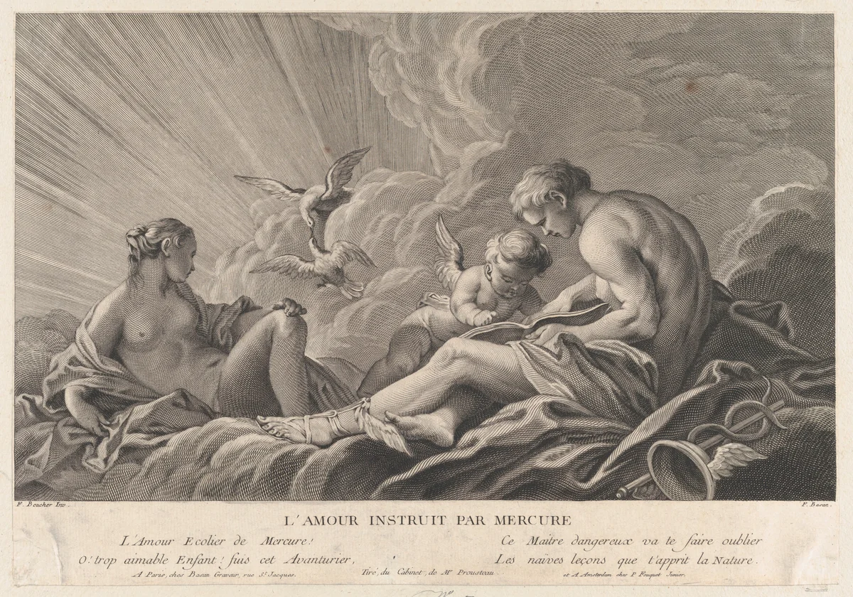 Love Instructed By Mercury by Pierre François Basan, print, 1738-1797