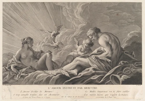 Love Instructed By Mercury by Pierre François Basan, print, 1738-1797
