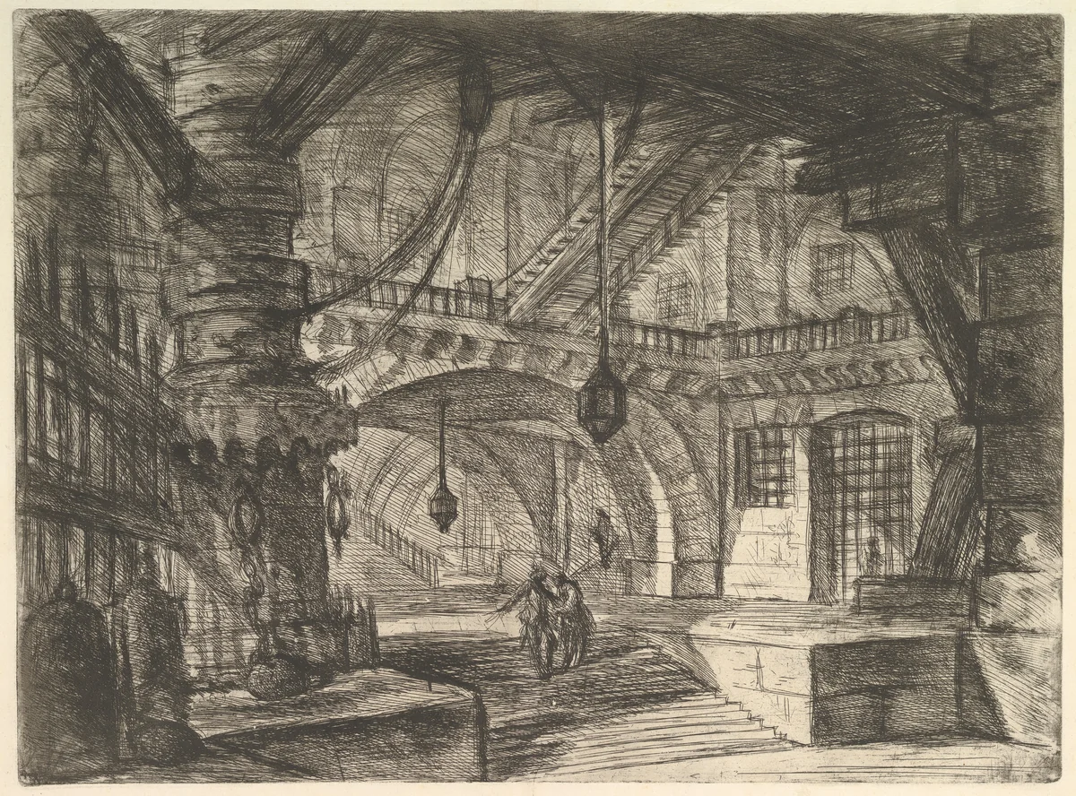 The Pier with Chains, from "Carceri d'invenzione" (Imaginary Prisons) by Giovanni Battista Piranesi, print, 1744-1755