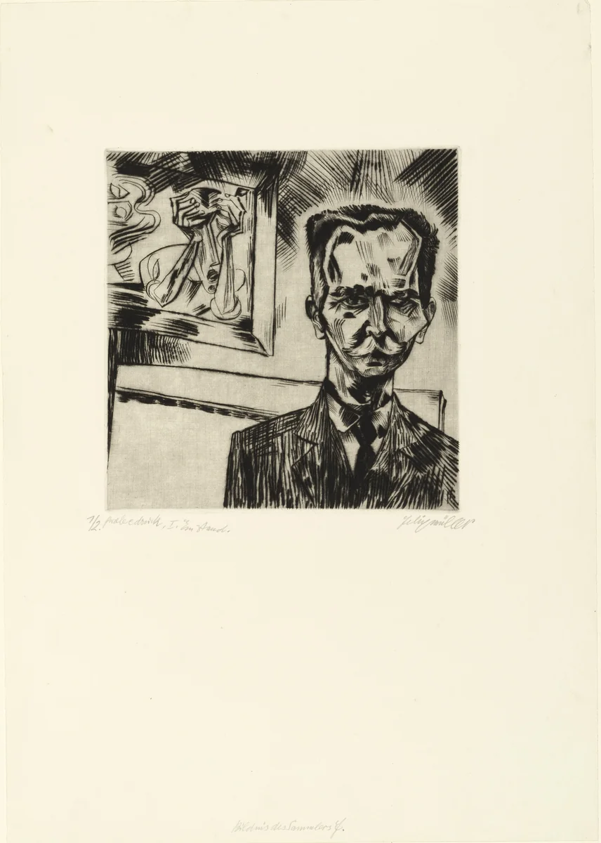Portrait of the Art Collector Ludwig Fischer, Frankfurt (Bildnis des Kunstsammlers Ludwig Fischer, Frankfurt) by Conrad Felixmüller, print, 1922