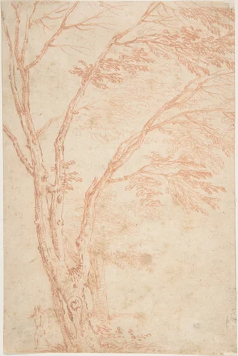A tree and figure by anonymous, drawing, 1700-1799