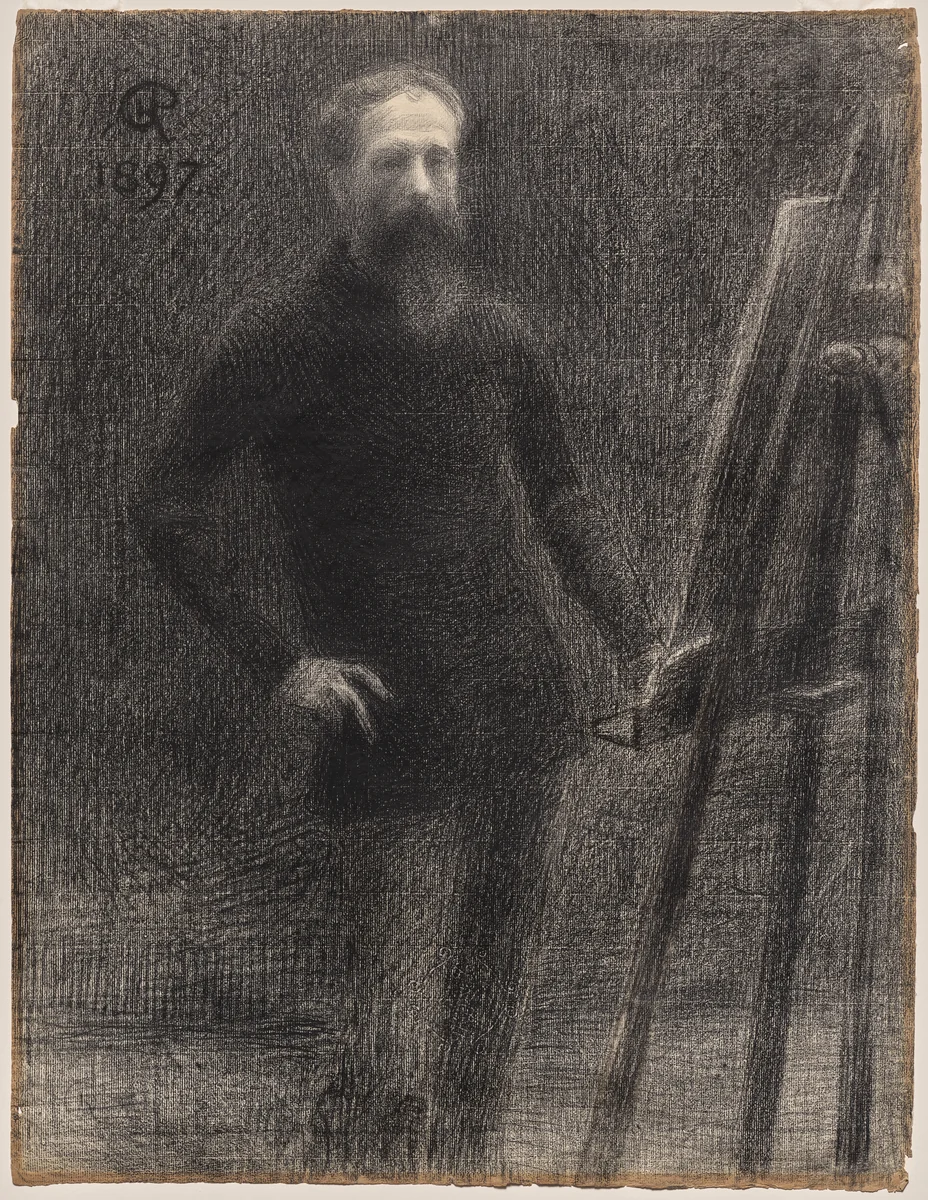 Self-Portrait at Easel by Hippolyte Petitjean, drawing, 1897