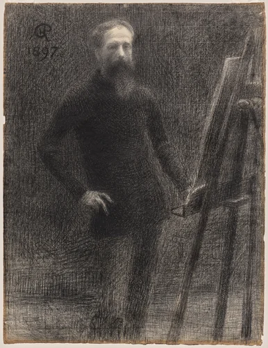 Self-Portrait at Easel by Hippolyte Petitjean, drawing, 1897