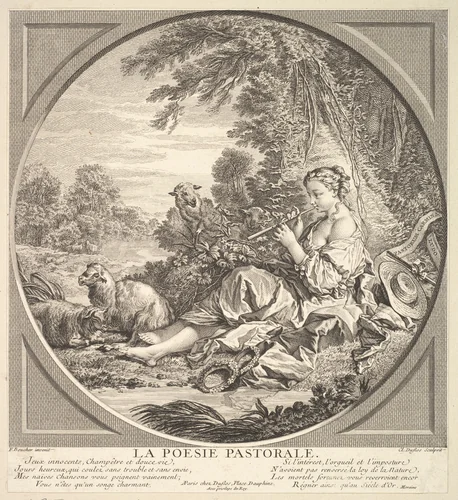 Pastoral Poetry by Claude Augustin Duflos le Jeune, print, 1737-1747