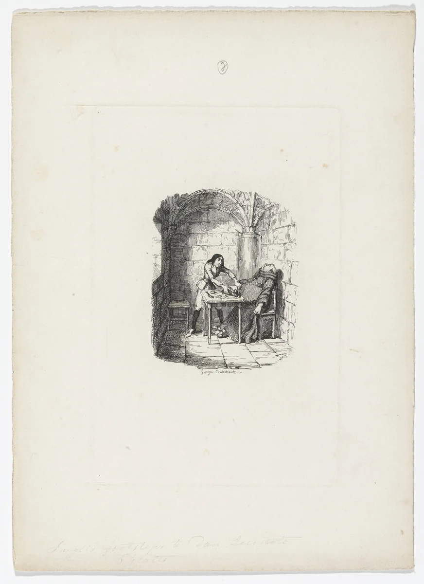 Juanes & the Goose from Rambles in the Footsteps of Don Quixote by Henry D. Inglis by George Cruikshank, illustrated book, 1837
