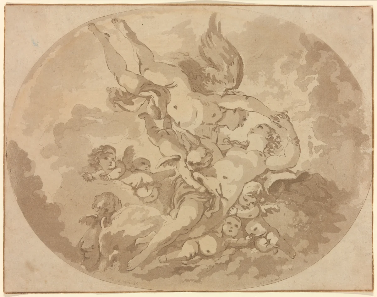 Cupid and Psyche by François Boucher, print, 1766