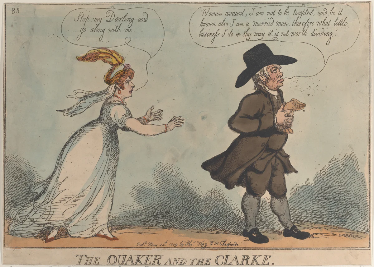 The Quaker and the Clarke by Thomas Rowlandson, print, 1809