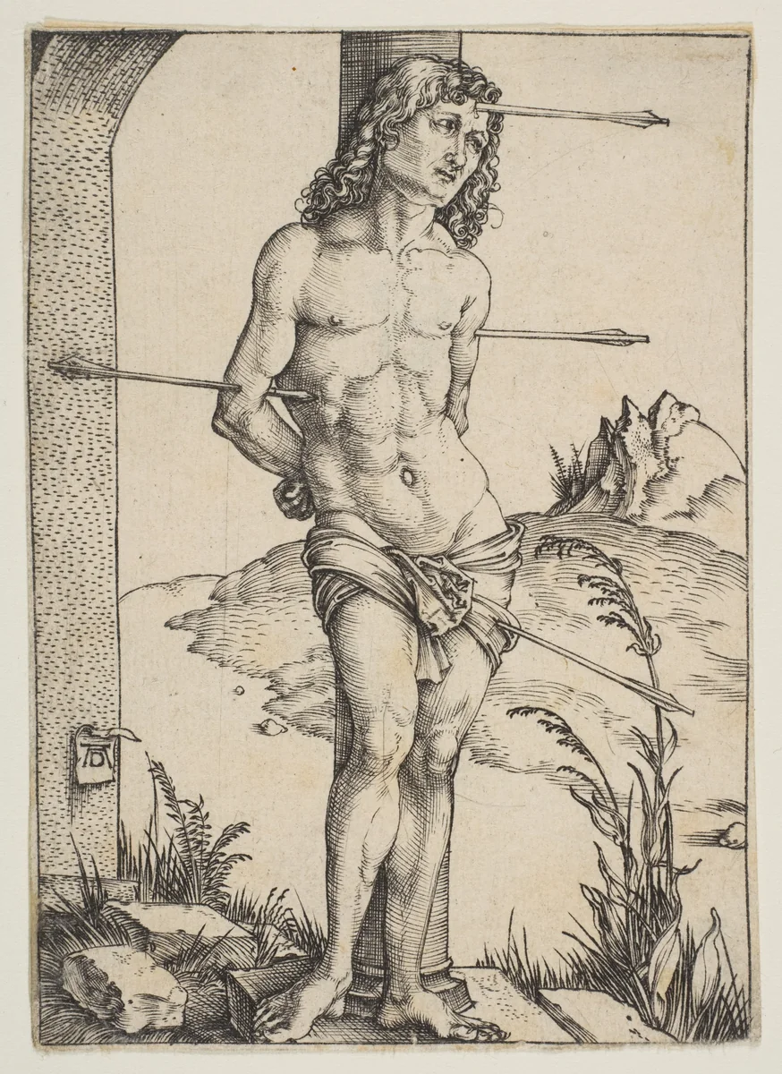 Saint Sebastian Bound to the Column by Albrecht Dürer, print, 1499