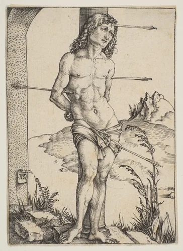 Saint Sebastian Bound to the Column by Albrecht Dürer, print, 1499