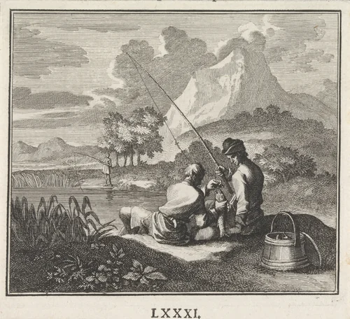 Embleem: kleine vissen by Caspar Luyken, print, 1695-1705