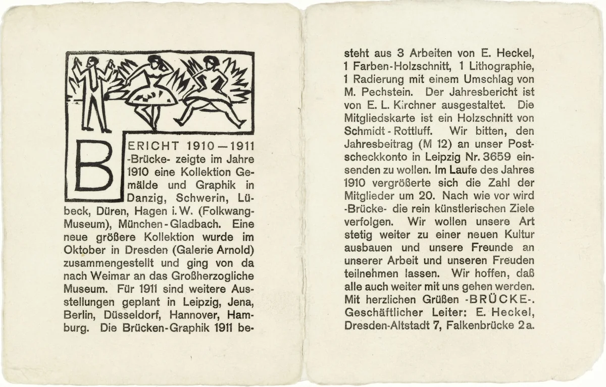 Vignette for the Annual Report 1910-1911 of the Brücke Artists' Group (Vignette zum Jahresbericht 1910-11 der Künstlergruppe Brücke) by Ernst Ludwig Kirchner, print, 1911