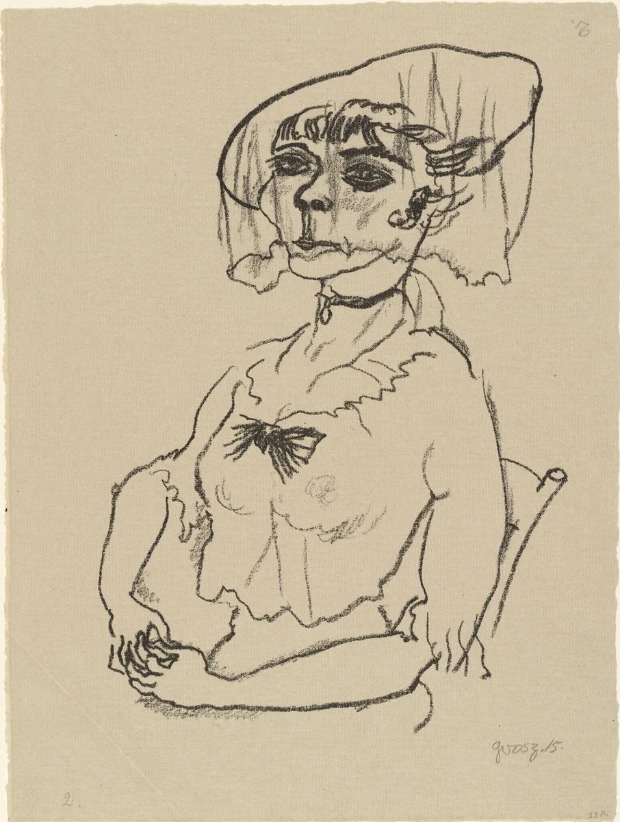 Lady with a Veil (Schleierdame) by George Grosz, print, 1915