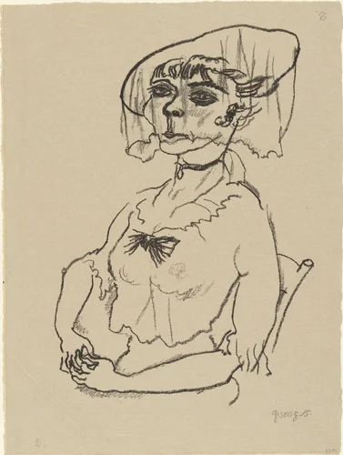 Lady with a Veil (Schleierdame) by George Grosz, print, 1915