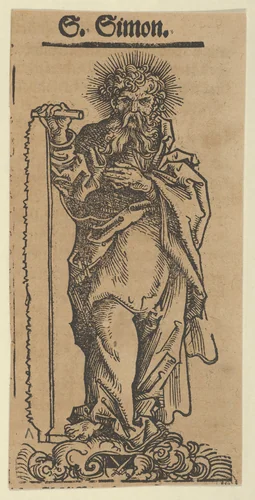 Silver Statuette of St. Simon, from the "Wittenberg Reliquaries" by Lucas Cranach, print, 1472-1553