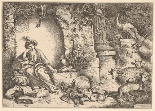 Circe changing the companions of Ulysses into beasts by Giovanni Benedetto Castiglione, print, 1645-1656