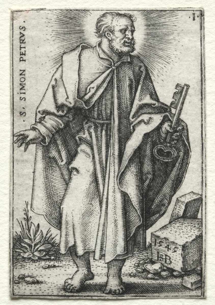 St. Simon Peter by Hans Sebald Beham, print, 1545-1546
