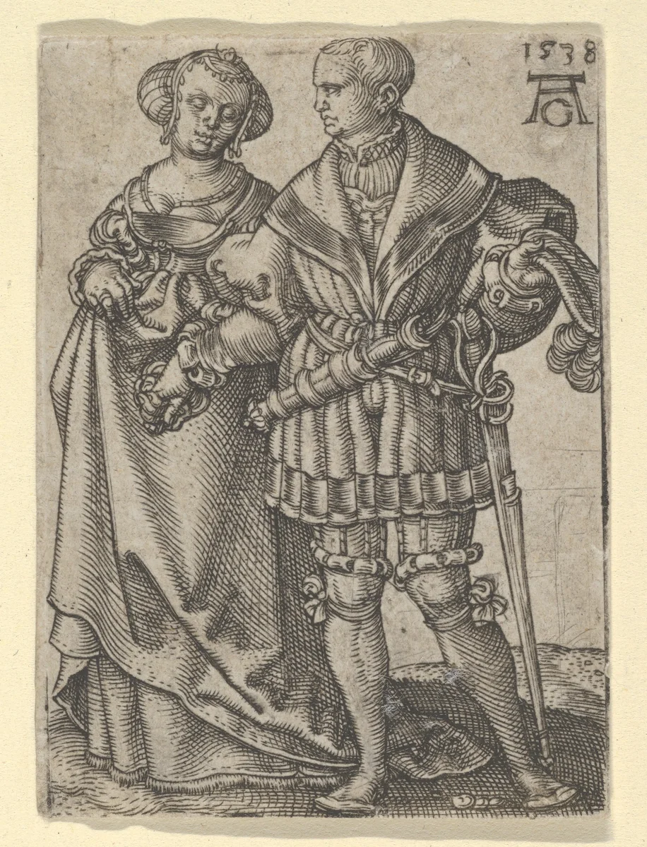Dancing Couple, from "The Small Wedding Dancers" by Heinrich Aldegrever, print, 1538
