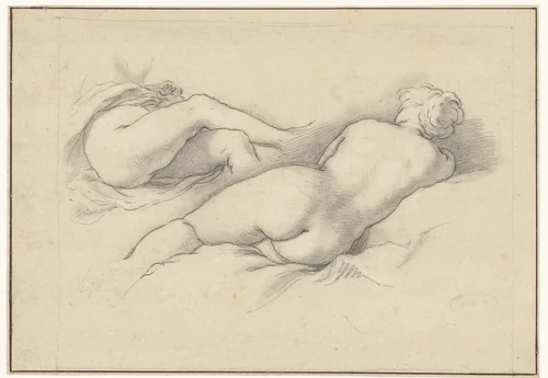 Studies of a Reclining Female Nude by Abraham Bloemaert, drawing, 1645-1651