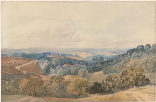 Landschap met Crieff Castle by Henry Jutsum, drawing, 1865