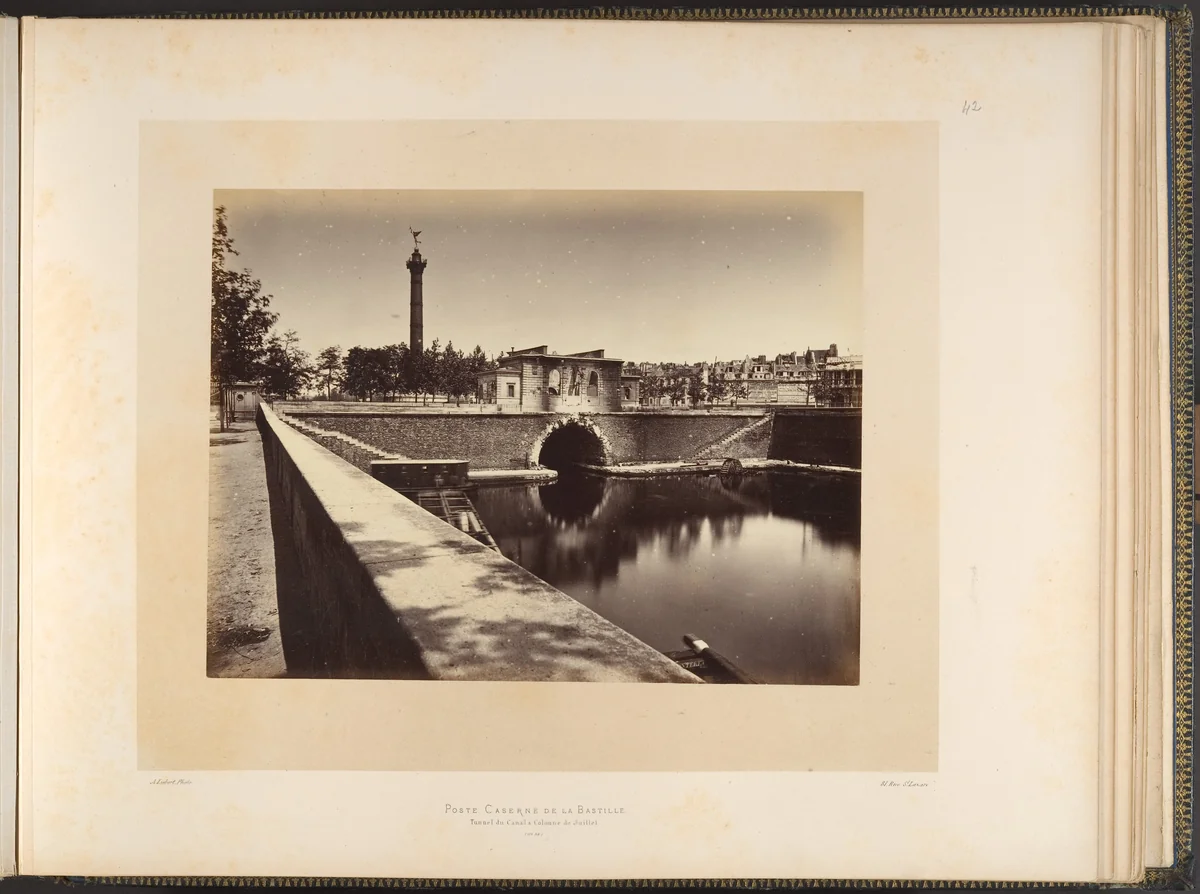 Barracks Post, Place de la Bastille; Canal Tunnel and July Column by Alphonse J. Liébert, photograph, 1871