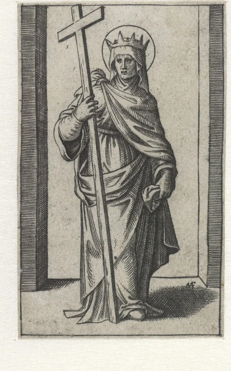 Heilige Helena met kruis by Unknown, print, 1500-1527