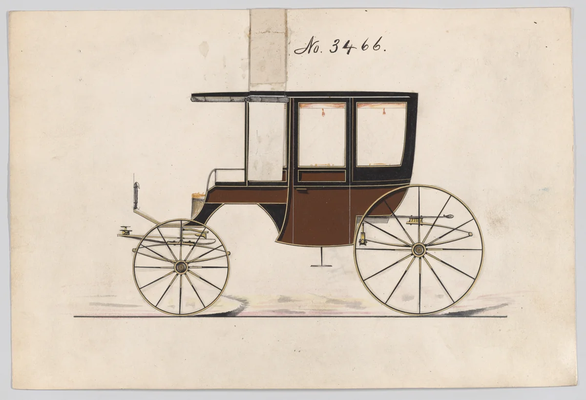 Design for 6 seat Rockaway, no. 3466 by Brewster & Co., drawing, 1878