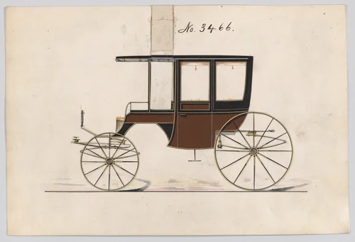 Design for 6 seat Rockaway, no. 3466 by Brewster & Co., drawing, 1878
