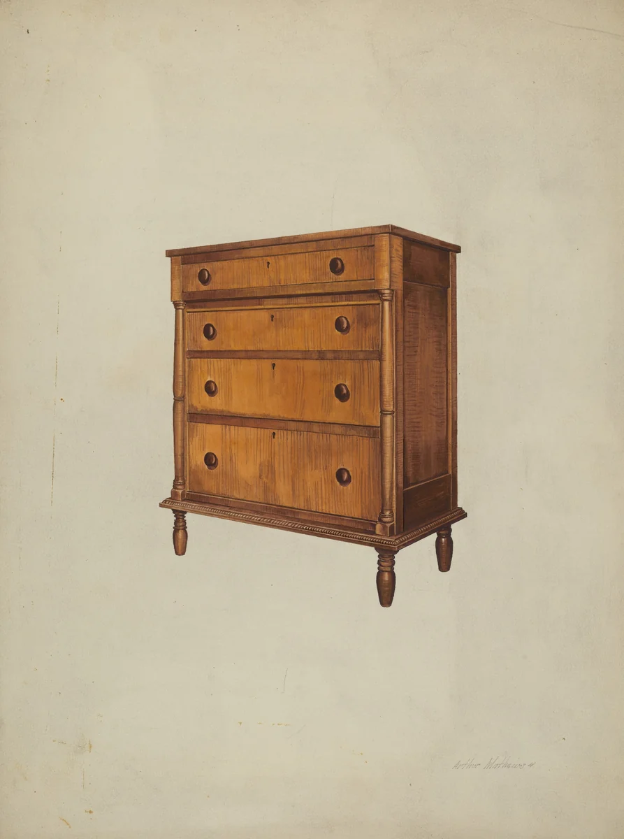 Chest of Drawers by Arthur Mathews, index of american design, 1935-1942