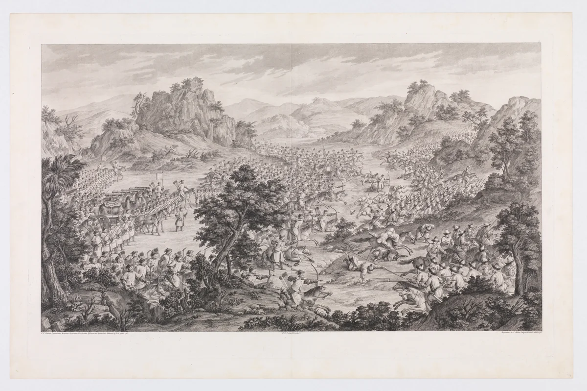 The Great Victory of Qurnam by Augustin de Saint-Aubin, print, 1770