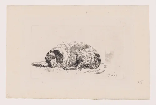 Sleeping Dog by Pieter Gerardus van Os, print, 1808-1818