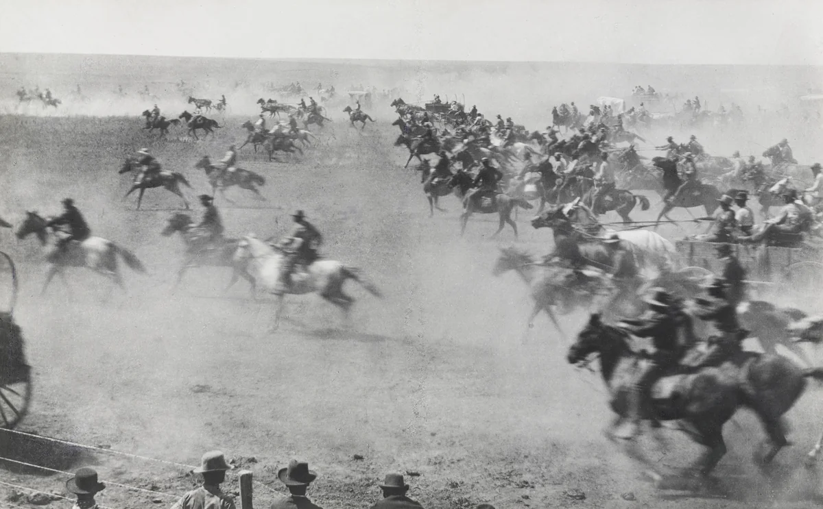 Oklahoma Land Rush by P. A. Miller, photograph, 1893