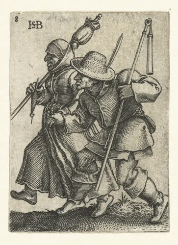 Dansend boerenpaar by Unknown, print, 1537