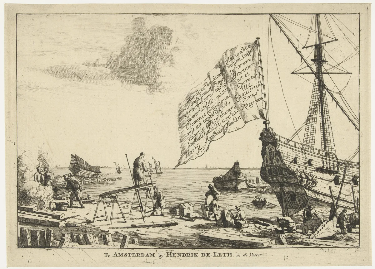 Scheepswerf by anonymous, print, 1713-1766