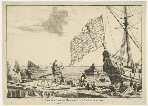 Scheepswerf by anonymous, print, 1713-1766