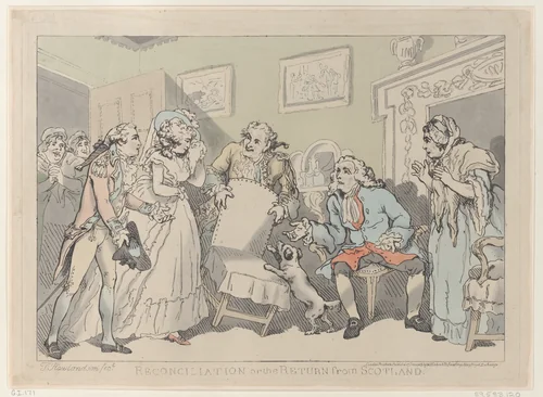 Reconciliation, or the Return from Scotland by Thomas Rowlandson, print, 1785