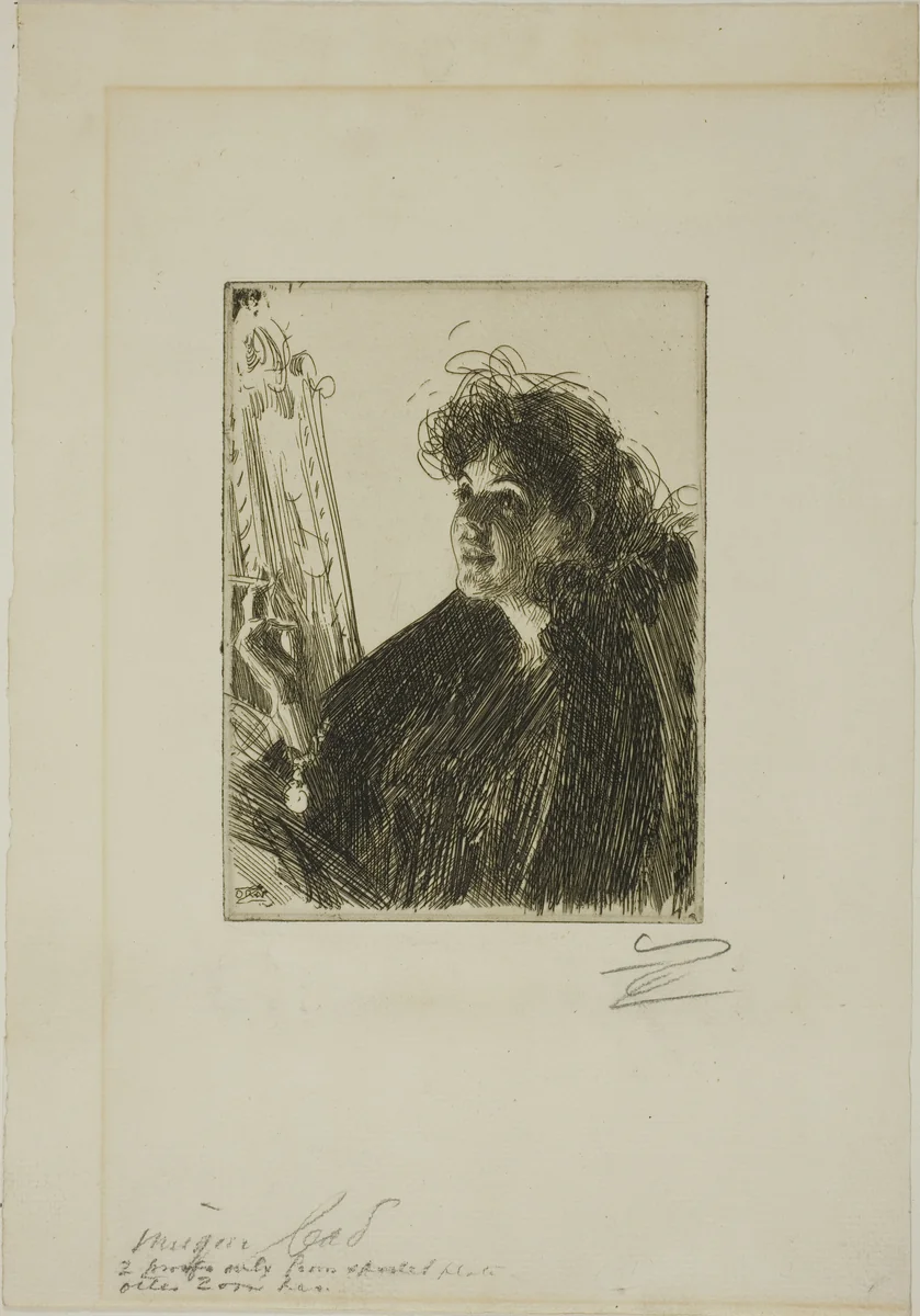 Girl with a Cigarette I by Anders Zorn, print, 1891