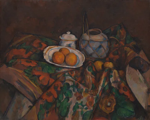 Still Life with Ginger Jar, Sugar Bowl, and Oranges by Paul Cézanne, painting, 1902