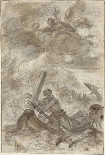 Orlando Kills the Orc with an Anchor by Jean Honoré Fragonard, drawing, 1732-1806