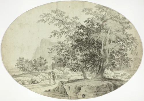 Two Pilgrims on a Wooded Road by Unknown Artist, painting, 1700-1799