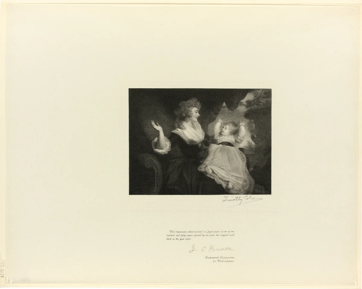 Duchess of Devonshire and child, from Old English Masters by Timothy Cole, print, 1897