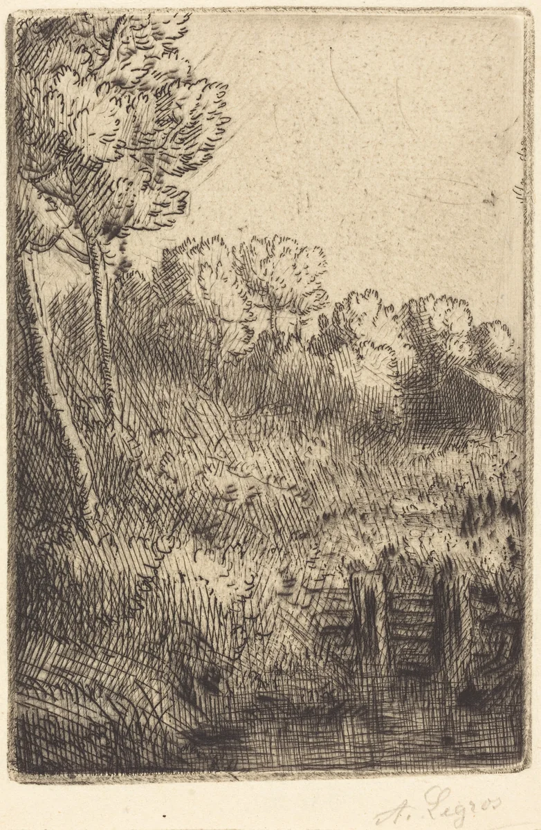 Along the Marne (Sur la Marne) by Alphonse Legros, print, 1837-1911