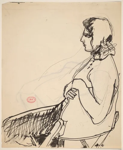 Untitled [side view of a seated woman] by Richard Diebenkorn, drawing, 1955-1967