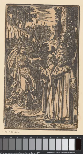 Heilige Andreas redt een bisschop by Unknown, print, 1579-1622