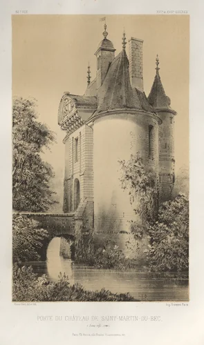 Architecture Pittoresque ou Monuments des XVeme. Et XVIeme. Siecles: Chateaux de France des XV et XVI Siecles: Pl. 83, Porte du Château de Saint-Martin-Du-Bec (Seine Infèrieure) by Victor Petit, print, 1860