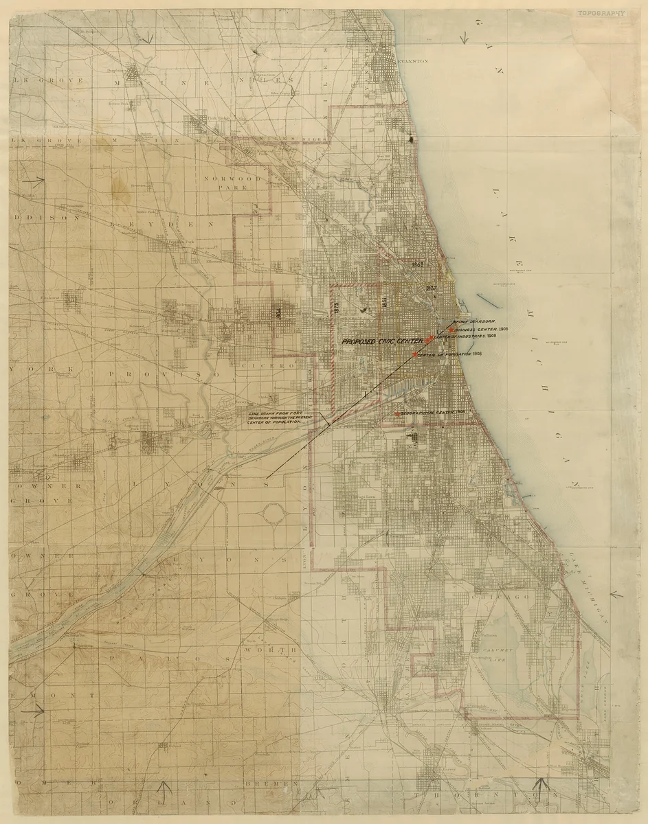 Plan of Chicago, Chicago, Illinois, Diagram Showing City Growth by Daniel Hudson Burnham
Edward Herbert Bennett, drawing, 1909